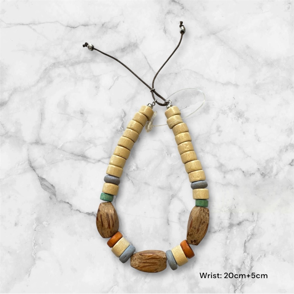 ❤️‍🔥3/10$ Handmade Wooden Beaded Bracelet with Adjustable Cord